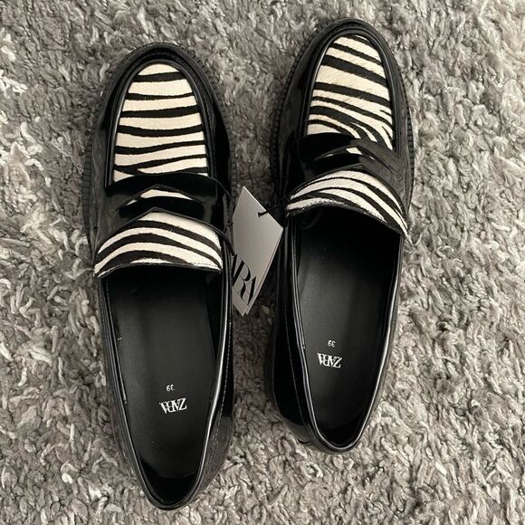 NWT Zara Animal Print Loafers - Picture 7 of 11
